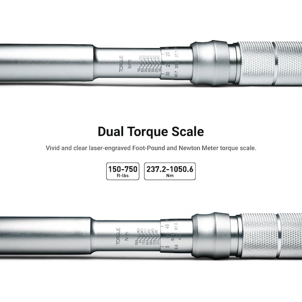 Capri Tools 1 in Drive 150 to 750 ft. lbs. Industrial Torque Wrench - CP31204