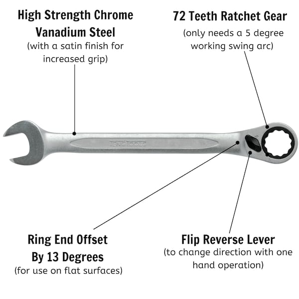 Teng Tools RATCHET SPANNER METRIC FLIP REVERSE - 600518R