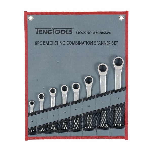 Teng Tools 6508RSMM - 8 Piece Ratchet Spanner Set 8 - 19mm - 6508RSMM