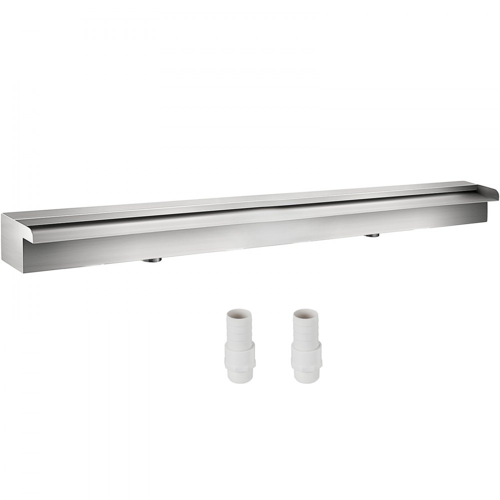 VEVOR Pool Fountain Stainless Steel Pool Waterfall Spillway with Pipe Connector Rectangular Garden Outdoor (59.1") - PQSBJPJSW1500PQJSV0