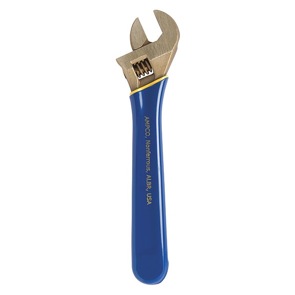 Ampco Safety Tools Adj. Wrench, Ins., Nonspark, 8", 1-1/8" Cap. - IW-71