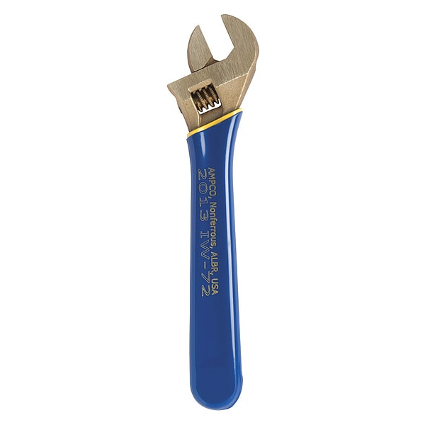 Ampco Safety Tools Adj. Wrench, Ins., Nonspark, 10", 1-5/16" - IW-72