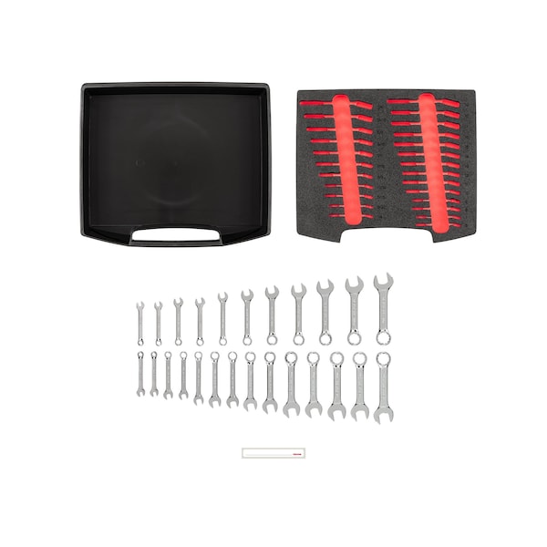 Tekton Stubby Combination Wrench Set with Open Top Drawer and Rack, 25-Piece (1/4-3/4 in., 6-19 mm) - OLB94205