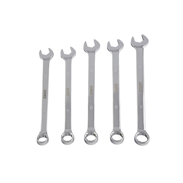 Sunex 5 piece Metric Full Polished V-Groove Combination Wrench Set - 9918MA