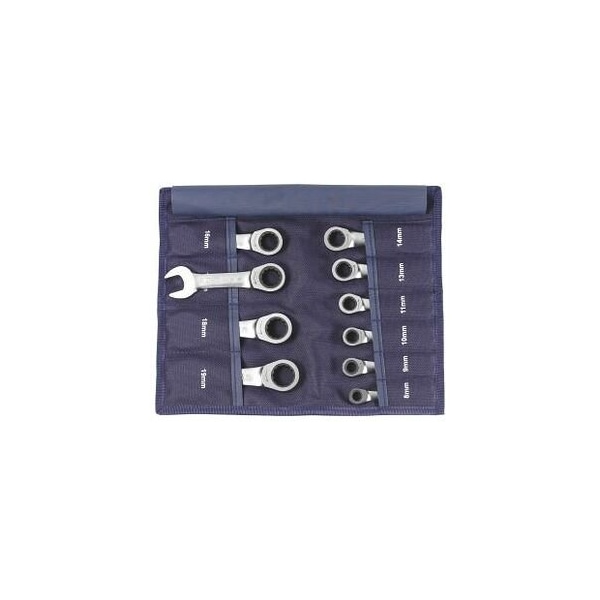 Garant Stubby Open End Wrench / Ratcheting Wrench Set, 10 Pc, 8 mm to 19 mm - 614818 10
