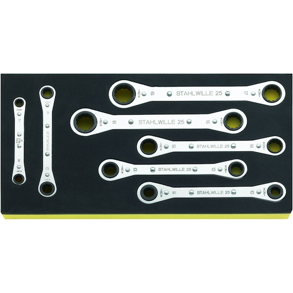 Stahlwille Tools Ratchet ring Wrenchs i.TCS inlay No.TCS 25/7 1/3-tray7-pcs. - 96838751
