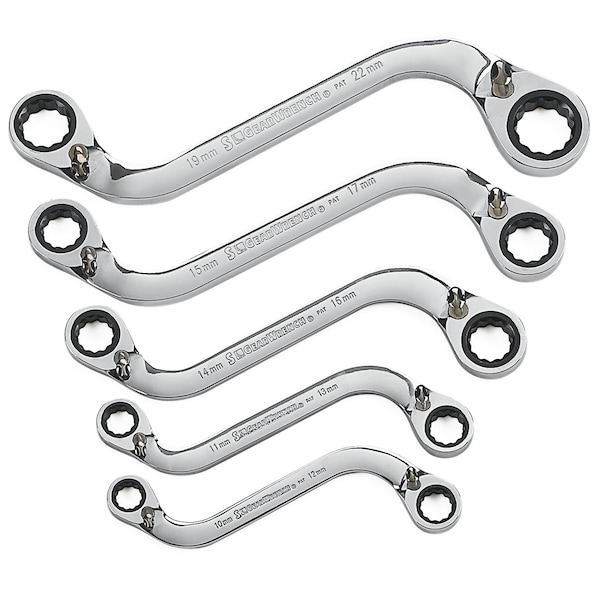 Gearwrench 5 Piece S Shape Reversible Double Box Ratcheting Wrench Set - Metric - EHT85299