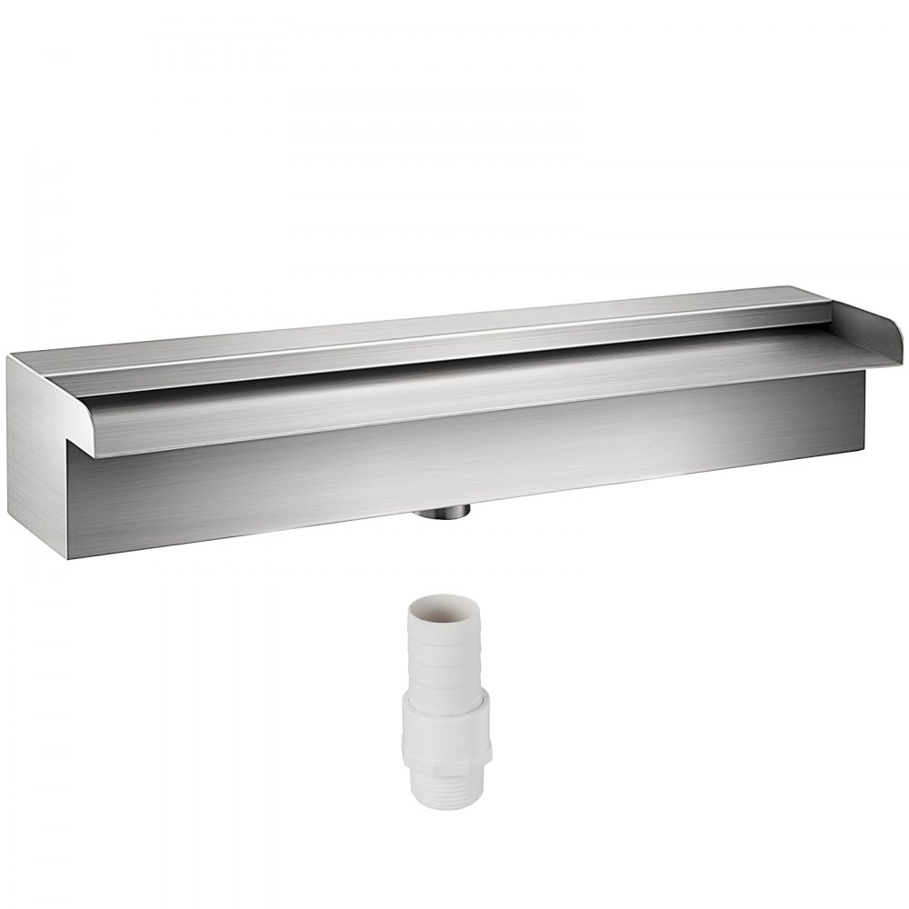 VEVOR Pool Fountain Stainless Steel Pool Waterfall Spillway with Pipe Connector Rectangular Garden Outdoor (17.7") - PQSBJPJSW450PQJSKV0