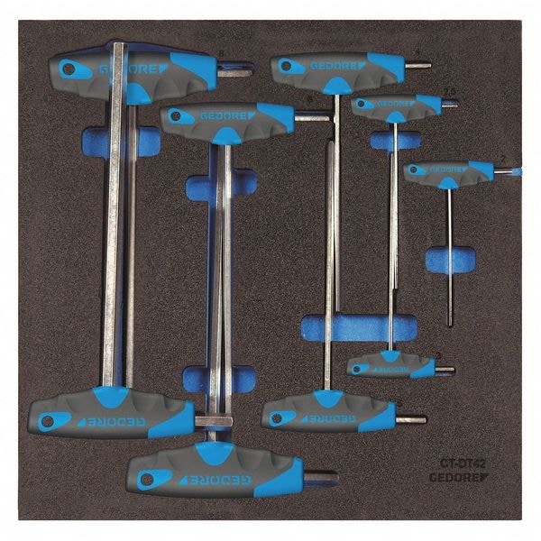 Gedore 9 Piece Metric T-Shape Hex Key Set, 1500 CT2-DT 2142 - 1500 CT2-DT 2142