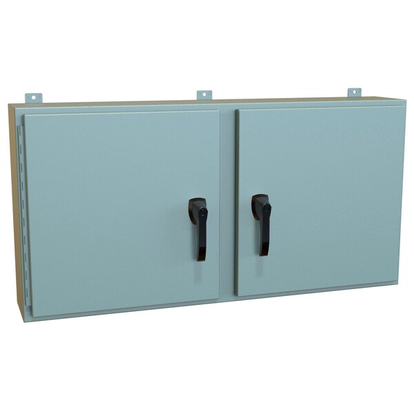 Hammond Steel Electrical Enclosures, 24 in H, 8 in D, 48 in W, NEMA 4, Hinged - HN4WM24488GY