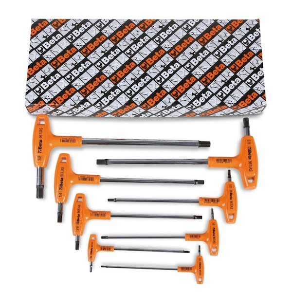 Beta 96T/AS8 Set of 8 Hex Key Wrenches with High Torque T-Handles, SAE 3/32 in - 3/8 in - 000960682