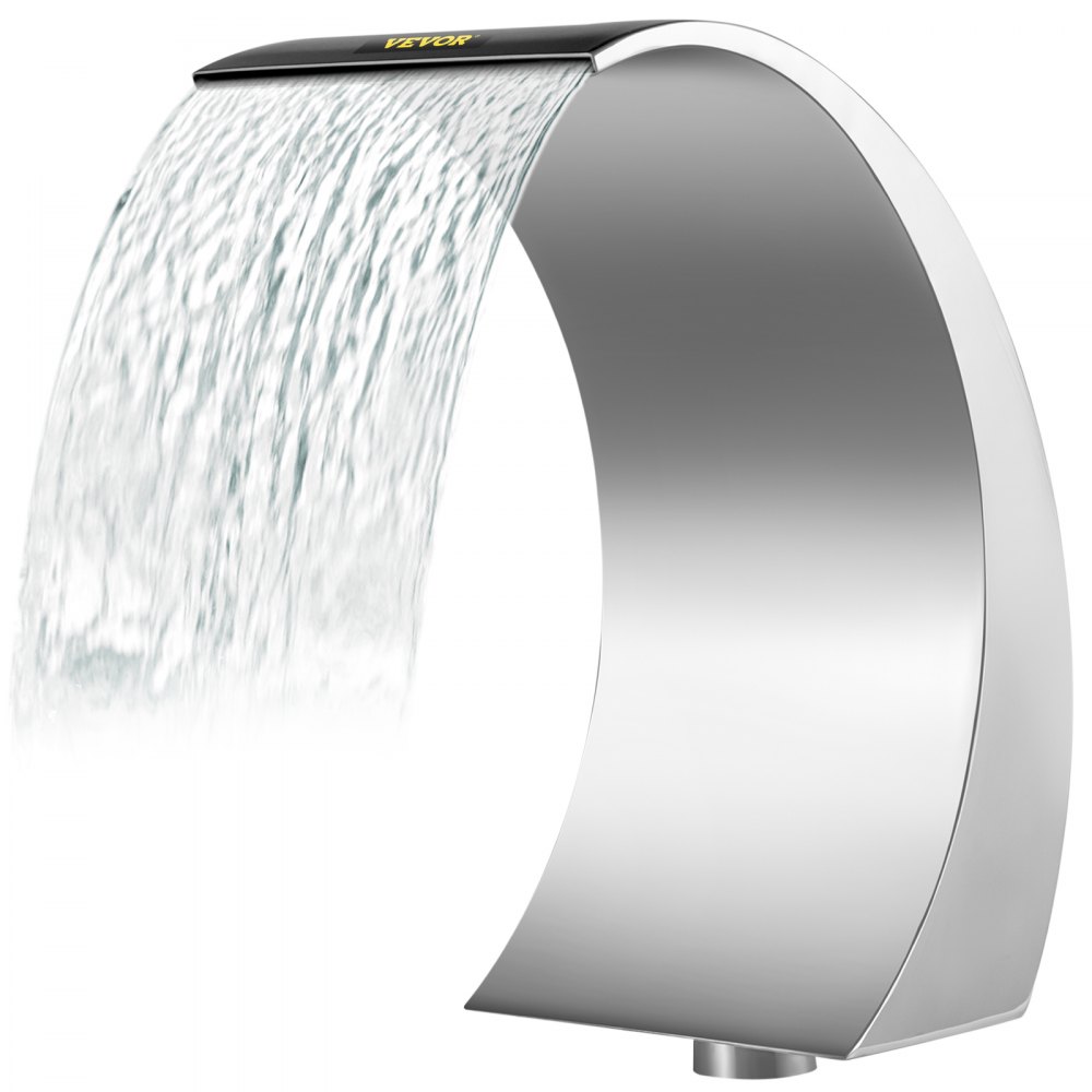 VEVOR Pool Waterfall Fountain Stainless Steel Fountain 15.4" x 7.9" x 1.5" Silver Pool Fountains for Ground Pools Garden Outdoor Waterfalls Sheer Descent Pond Water Feature - PQSBJPJSM30X60CM1V0
