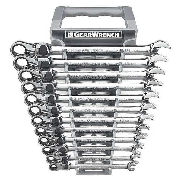 Gearwrench 12 Piece 72-Tooth 12 Point XL Locking Flex Head Ratcheting Combination Metric Wrench Set - 85698
