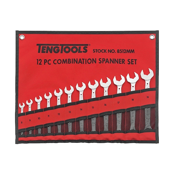 Teng Tools 12 Piece Anti Slip Metric Combination Wrench Set (8MM-19mm) - 8512MM - TEN-O-8512MM