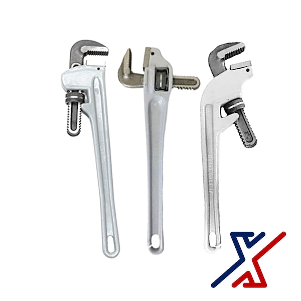 X1 Tools 18 Adjustable Aluminum Pipe Wrench Set of 3 Regular, 90  and 45 Degree 1 Set by X1 Tools - X1E-HAN-WRE-PIP-9040x1