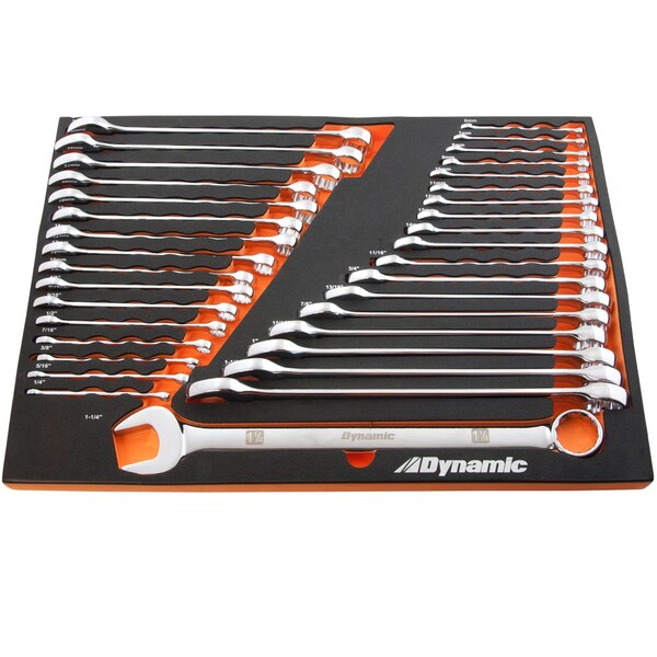 Dynamic Tools 36Pcs SAE & Metric Chrome Combo Wrench Set W/ Foam Tool Orgnzr - D096001-FT2T
