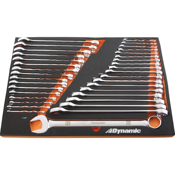 Dynamic Tools 36Pcs SAE & Metric Chrome Combo Wrench Set W/ Foam Tool Orgnzr - D096001-FT2T
