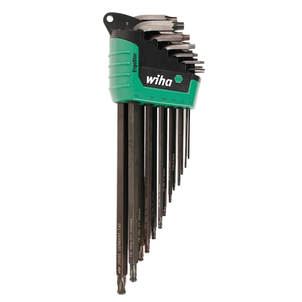 Wiha ErgoStar Torx Ball End and Standard L-Key Set T5-T45 in Automatic Fast Open Holder, 13-Piece - 36689