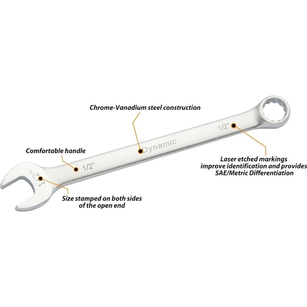 Dynamic Tools 16Pcs SAE Combo Wrench Set, Contractor Series, Satin, 1/4"-1-1/4" - D074221