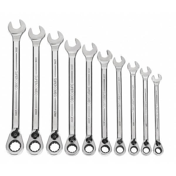 Williams Williams Combo Wrench Set, Revrsbl, 10 Pcs, 10-19mm - MWS-10RCU