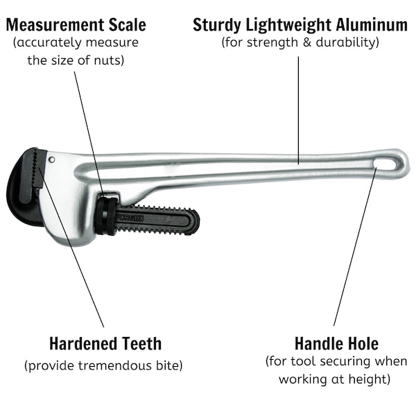 Teng Tools PW12A - 12" Aluminium Pipe Wrench - PW12A
