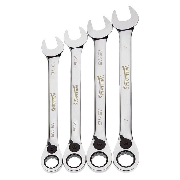 Williams Williams Ratchet Combo Wrench Set, 4 pcs., SAE - WS-1164RC
