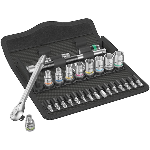 Wera Metal Ratchet Set, 1/4" Drive, Metric, 2 - 05004018001