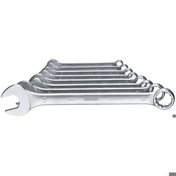 Gedore Combination Wrench Set, 8 pcs., 8-19mm, SAE or Metric: Metric - 7-080
