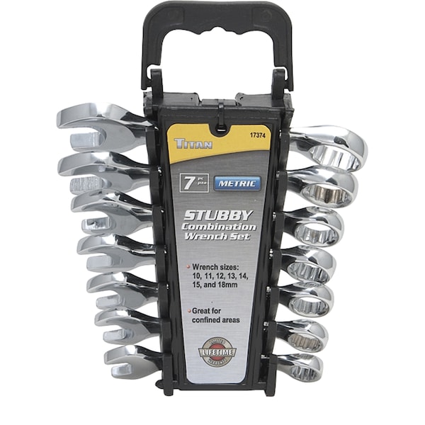 Titan Â® 7-Piece Metric Stubby Combination Wrench Set - 17347