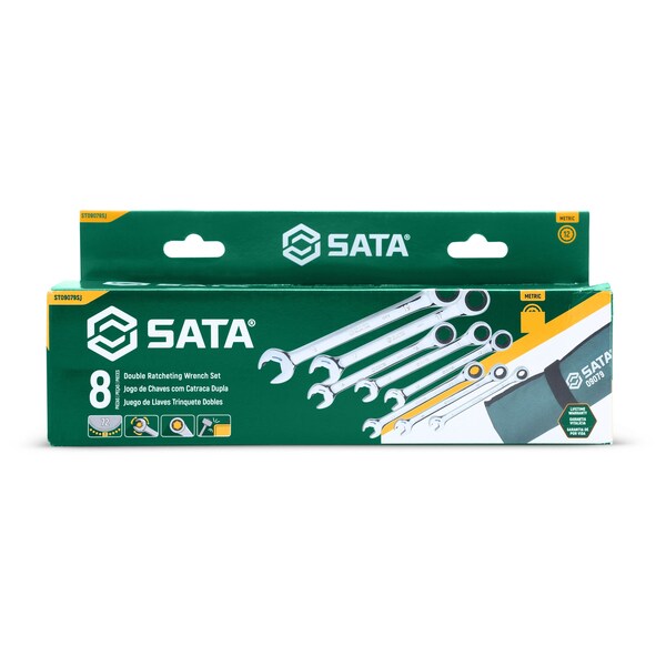 Sata Metric Double Ratcheting Wrench Set, 8 P - ST09079SJ