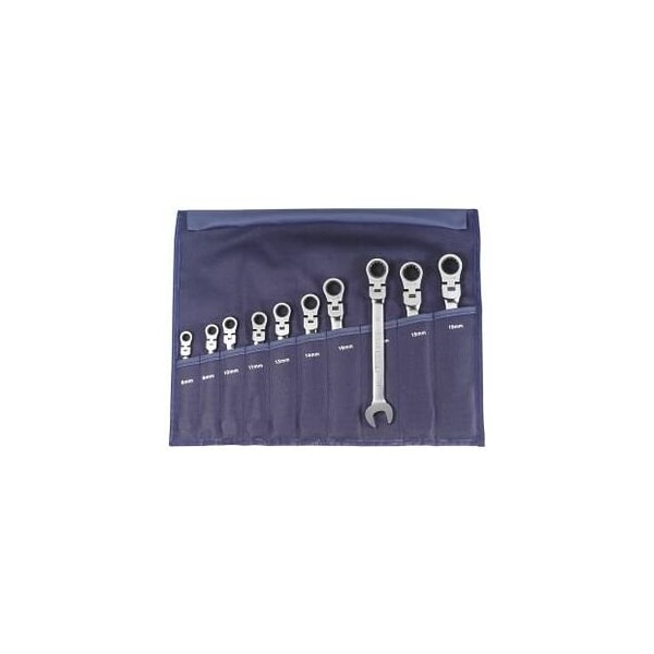 Garant Open End Wrench / Ratcheting Wrench Set, Swivel Head, 10 Pc, 8 mm to 19 mm - 614814 10