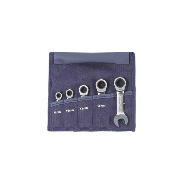 Garant Stubby Open End Wrench / Ratcheting Wrench Set, 5 Pc, 8 mm to 17 mm - 614818 5