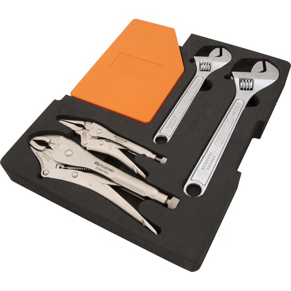 Dynamic 6Pcs Hex Key, Locking Pliers & Adjstbl Wrench Set W/ Foam Tool Orgnzr - D105104