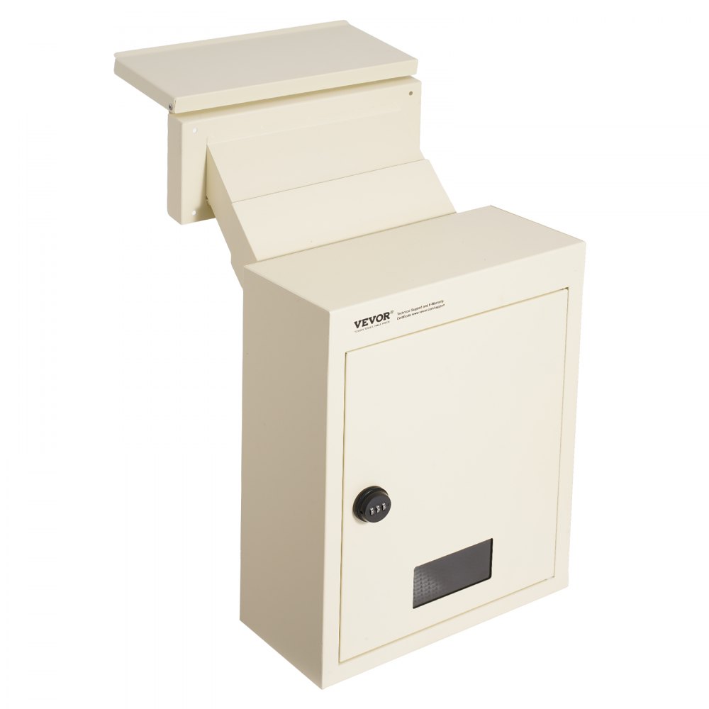 VEVOR Through The Wall Drop Box, Heavy Duty Steel Through the Wall Mailbox with 2.8-7.9" 13" Combination Lock, 12.5x6.3x16.9" Mail Drop Box, Beige - CQXBX1256316LTPS8V0