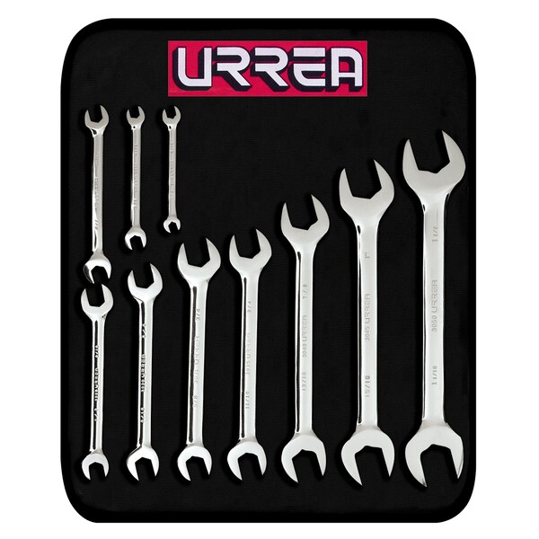 Urrea Full polished Open-end Wrench Set (10 pieces), inches - 3000H