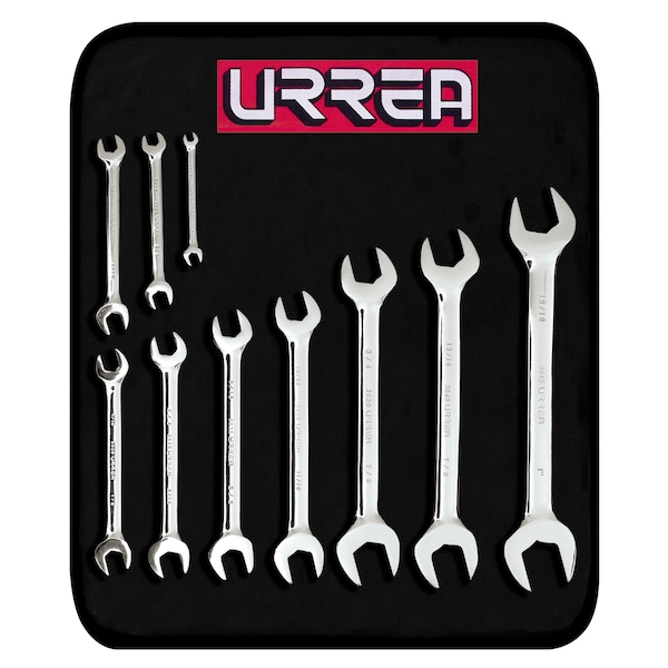 Urrea Full polished Open-end Wrench Set (10 pieces), inches - 3000D