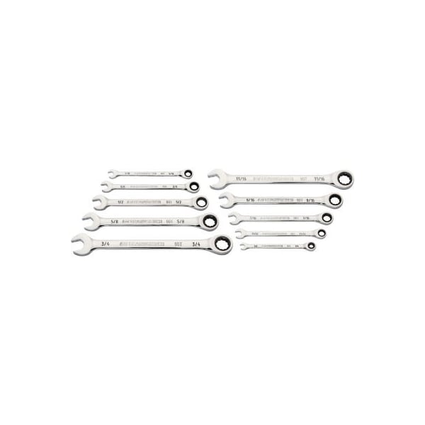 Apex Tool Group Gearwrench® 90 Tooth & 12 Point SAE Combination Ratcheting Wrench, Set of 10 - 86958