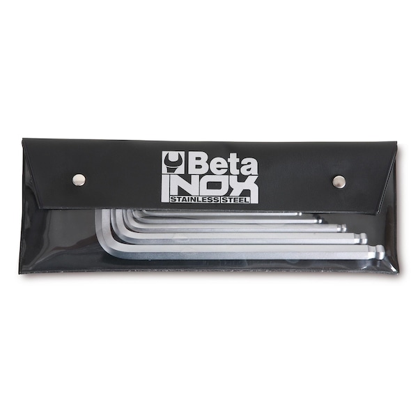 Beta 96BP INOX Set of 6 Stainless Steel Ball End Hex Key Allen Wrenches in Plastic Pouch, 2.5mm-8mm - 000961455
