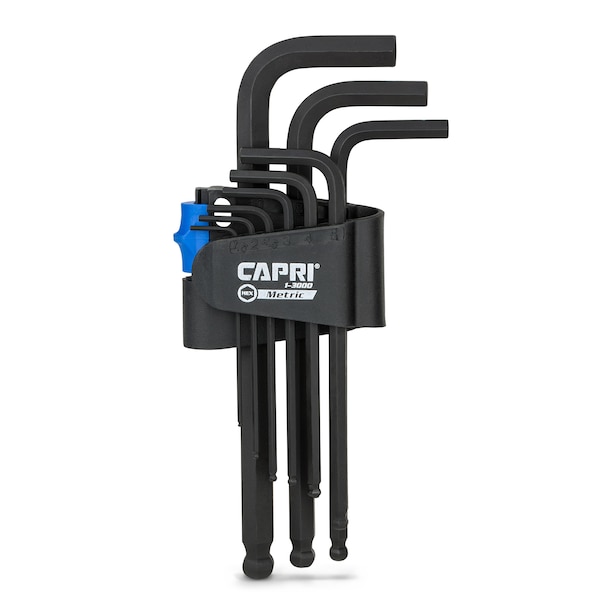 Capri Tools S2 Steel Metric Long Arm Ballpoint End Hex Key Wrench Set, 9 pcs - 1-3000