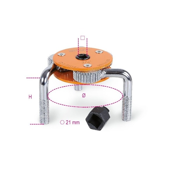 Beta 1493H Self-adjusting oil filter wrench with 3 arms, for right and left hand tightening - 014930077