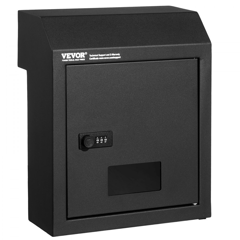 VEVOR Through The Door Key Drop Box, Heavy Duty Steel Through the Door Mailbox with 12" Combination Lock, Mail Drop Box, Black - CMXBXMMSBLACBDP02V0