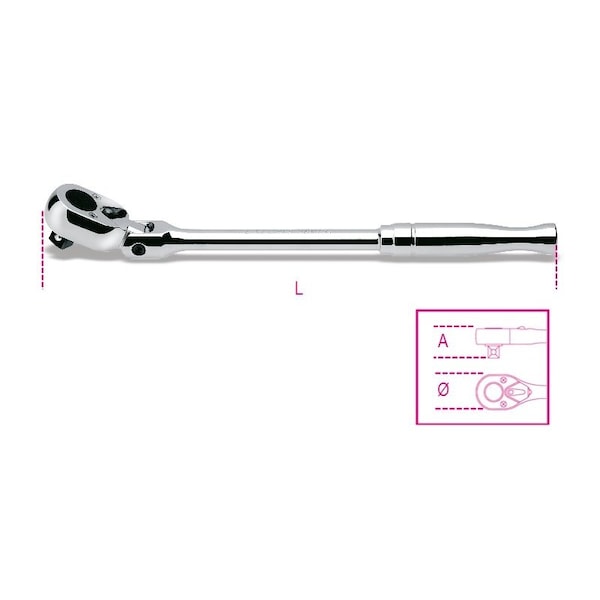 Beta 920M 1/2 in Drive Reversible Swivel Ratchet with Metal Handle - 009200894