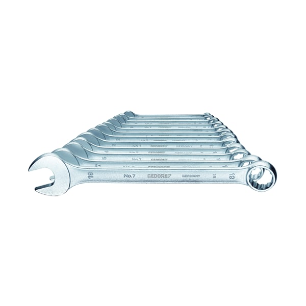 Gedore Combination Wrench Set, 12 pcs., 6-19mm, Finish: Chrome plated - 7-0112