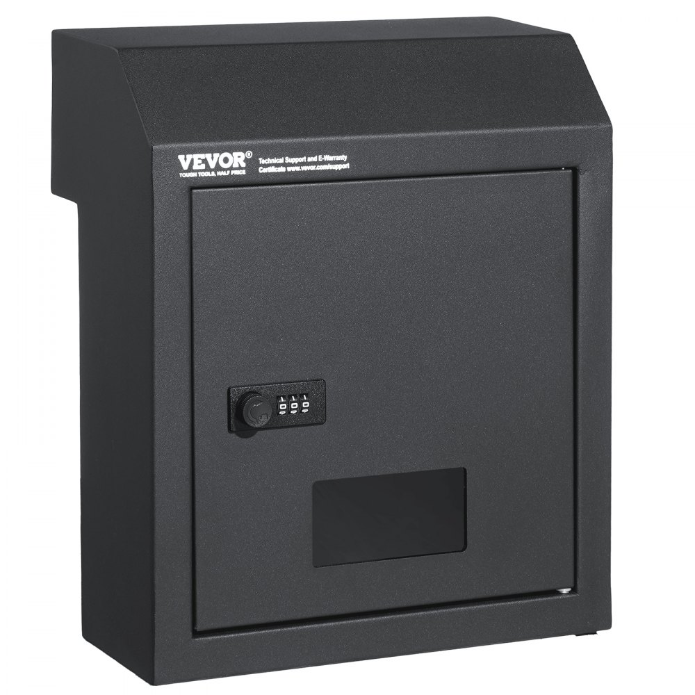 VEVOR Through The Door Key Drop Box, Heavy Duty Steel Through the Door Mailbox with 12" Combination Lock, Mail Drop Box, Dark Gray - CMXBXYCSBLACB3MU1V0