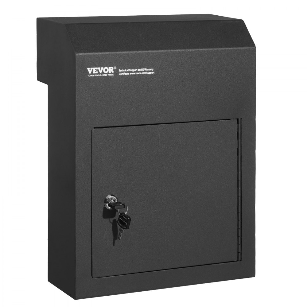 VEVOR Through The Door Key Drop Box, Heavy Duty Steel Through the Door Mailbox with 1.8" 12" Key Lock, 12x6x16" Mail Drop Box, Black - CQXBX12616INYUG59V0