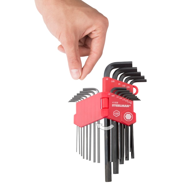 Steelman 26-Piece Long Arm Hex Key Wrench Set, Inch/Metric (SAE/MM) - 41935