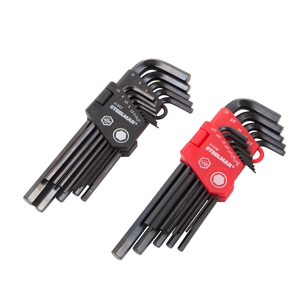 Steelman 26-Piece Long Arm Hex Key Wrench Set, Inch/Metric (SAE/MM) - 41935
