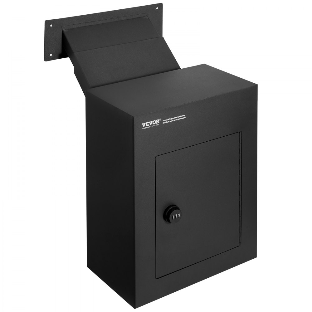 VEVOR Through The Wall Drop Box, Heavy Duty Steel Through the Wall Mailbox with 2.8-7.9" 13" Combination Lock, 13x7x17" Mail Drop Box, Black - CQXBX13717IN9YIN4V0