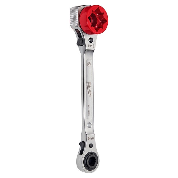 Milwaukee Tool Lineman's 5in1 Ratcheting Wrench with Milled Strike Face - 48-22-9216M