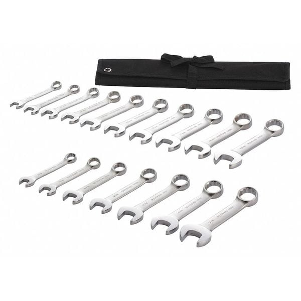Westward Combination Wrench Set, 17 Pieces, 12 Pts - 54DG05